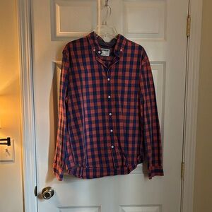 Express Men's Red and Blue Checkered Shirt